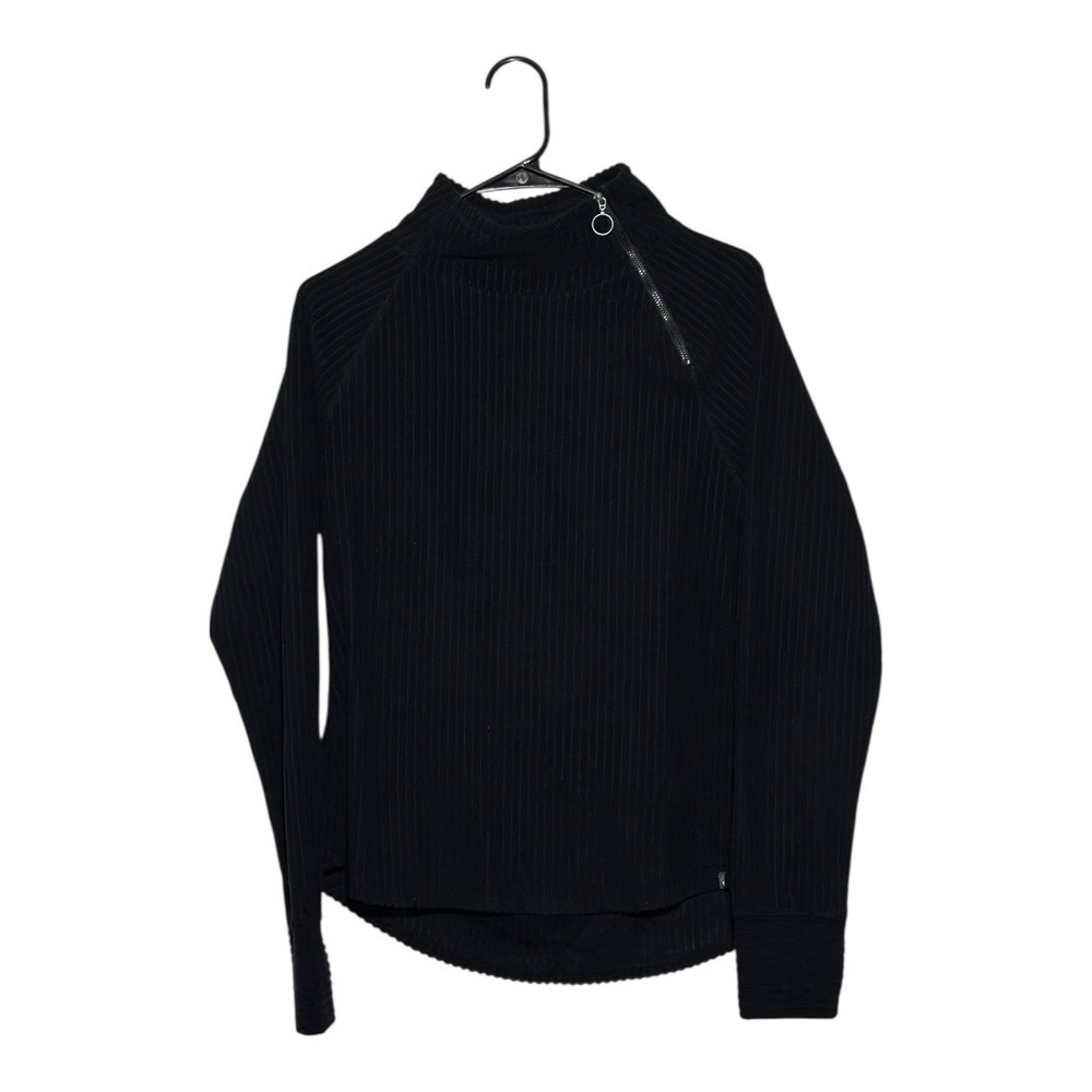 The American Outdoorsman for Women Black Ribbed Mock Neck 1/4 Zip Pullover SZ M